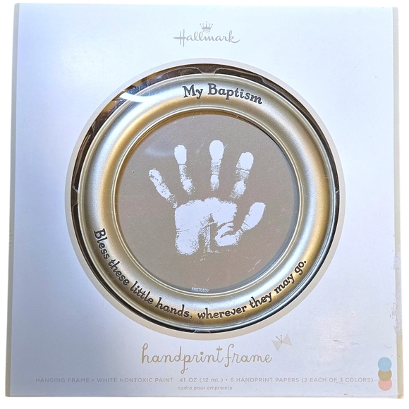 Hallmark "My Baptism" Handprint Frame Kit  Baby Keepsake with Paint & Papers NIB - Picture 1 of 5